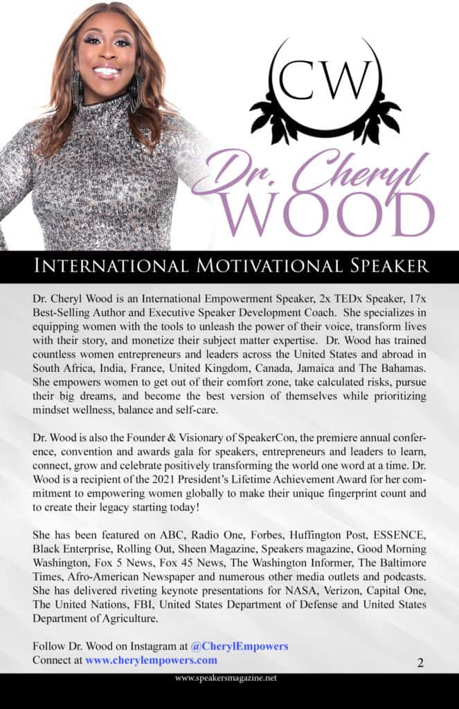 Dr. Cheryl Wood International Motivational Speaker